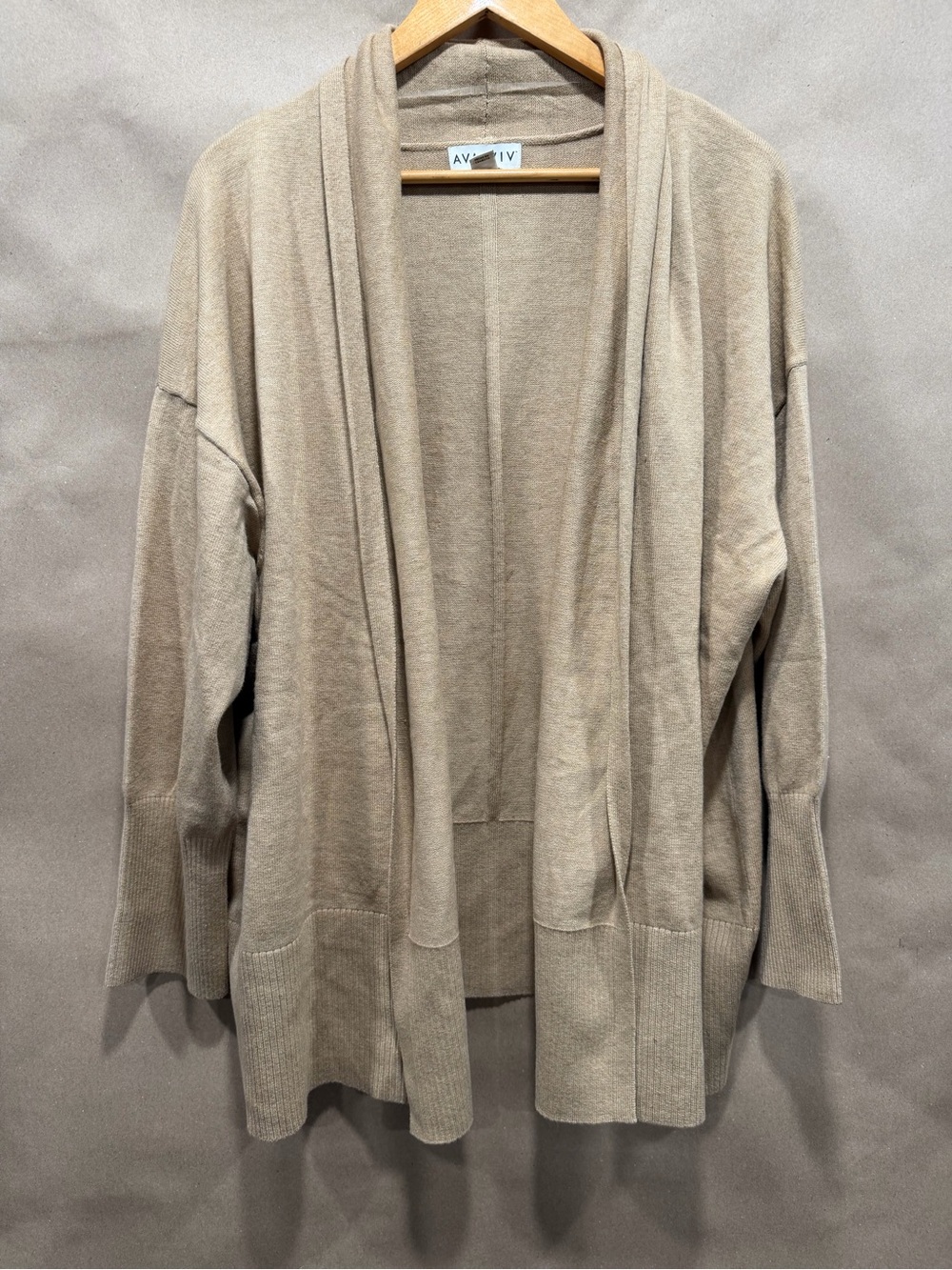 Ava & Viv Taupe Open-Front Knit Cardigan
